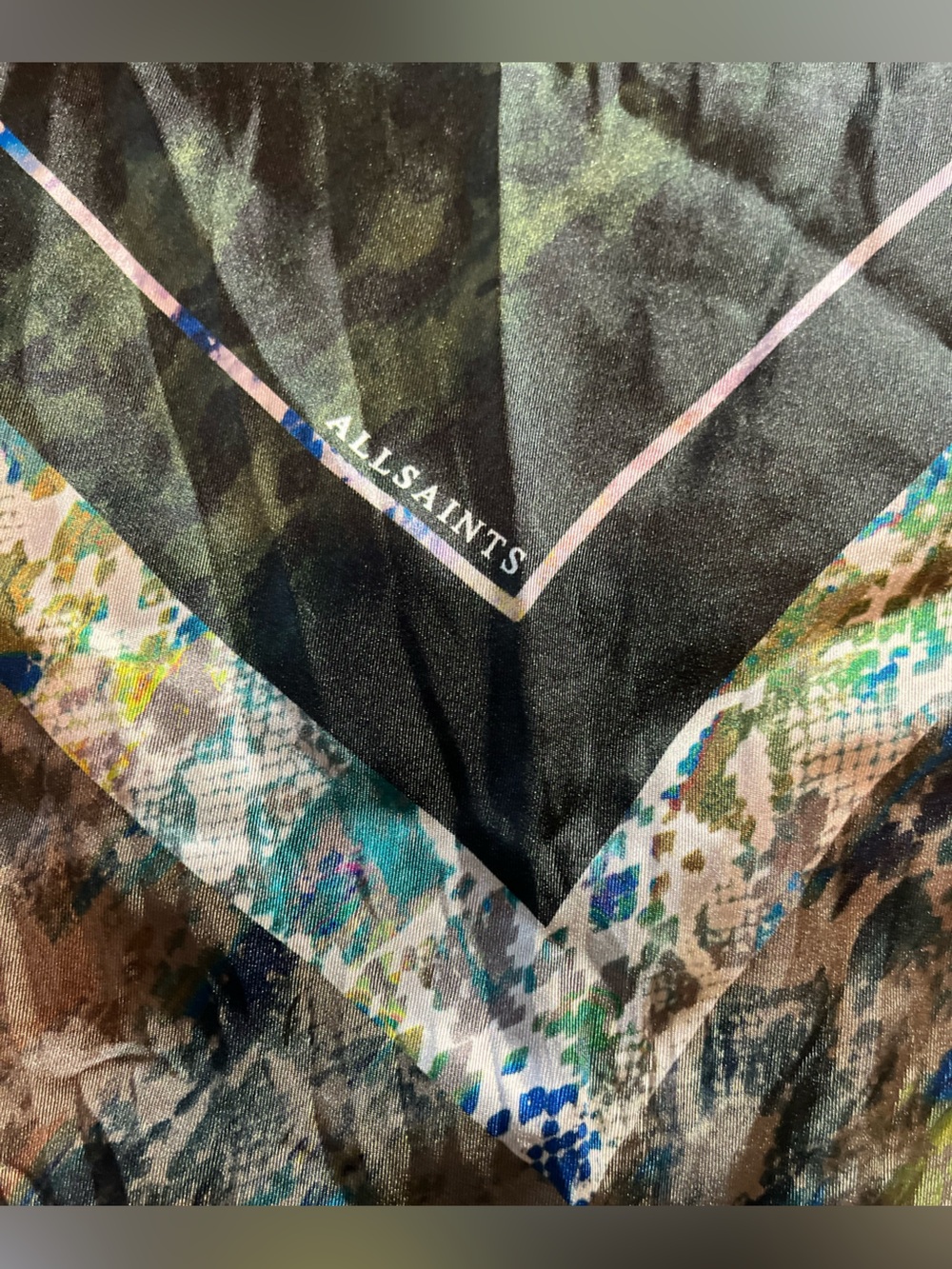 AllSaints Silk Scarf in Multicolor Animal Print